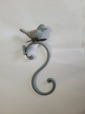 Rustic Bird Wall Hook Metal Blue Grey Color